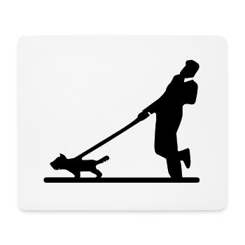Dog pulls on a leash - Mouse Pad (horizontal) - white - Front