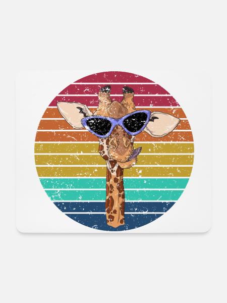 Coole Giraffe mit Sonnenbrille - Mousepad (Querformat) - Weiß