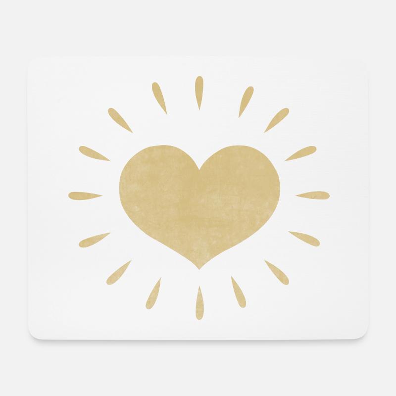 Golden heart with rays - Mouse Pad (horizontal) - white