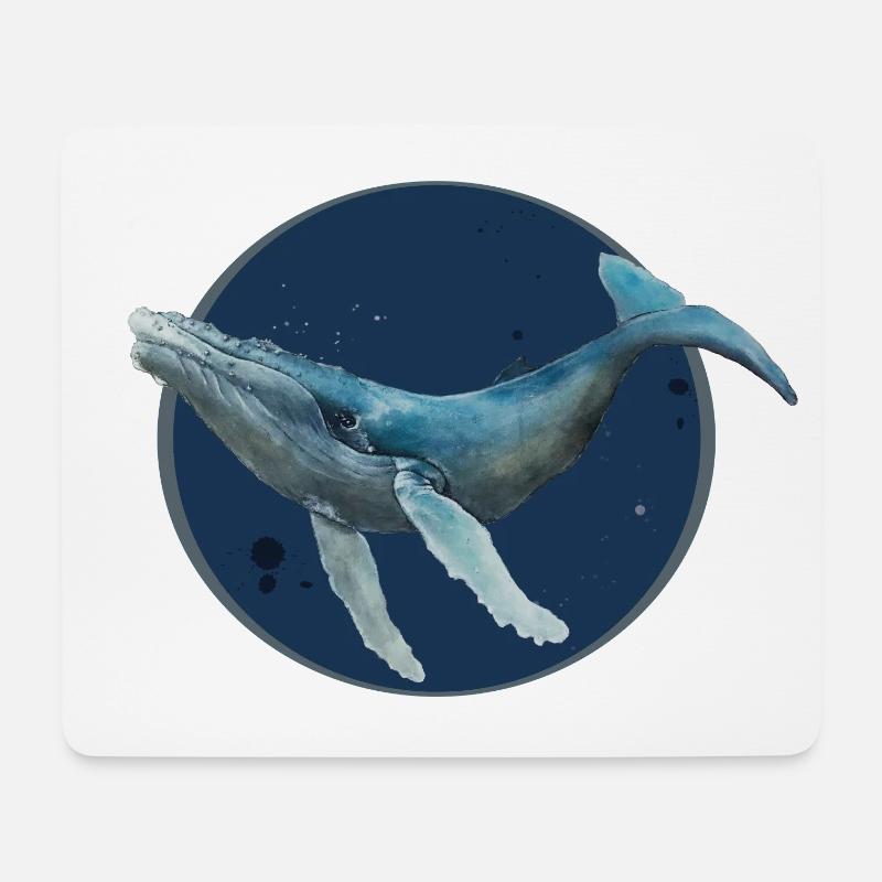 Buckelwal im tiefen Meer - Mousepad (Querformat) - Weiß