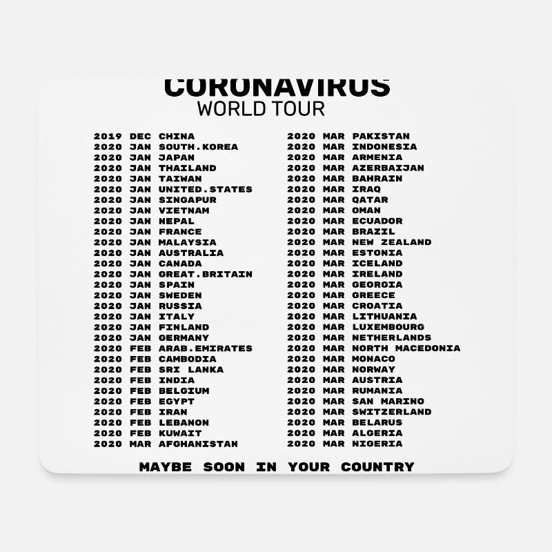 Coronavirus World Tour 2019 / 2020 Virus Corona - Mousepad (Querformat) - Weiß