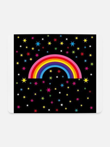 12 Regenbogen Sternenhimmel - Mousepad (Querformat) - Weiß