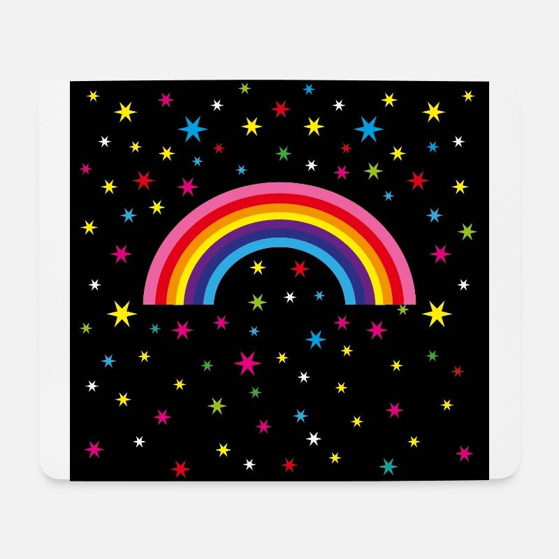 12 Regenbogen Sternenhimmel - Mousepad (Querformat) - Weiß