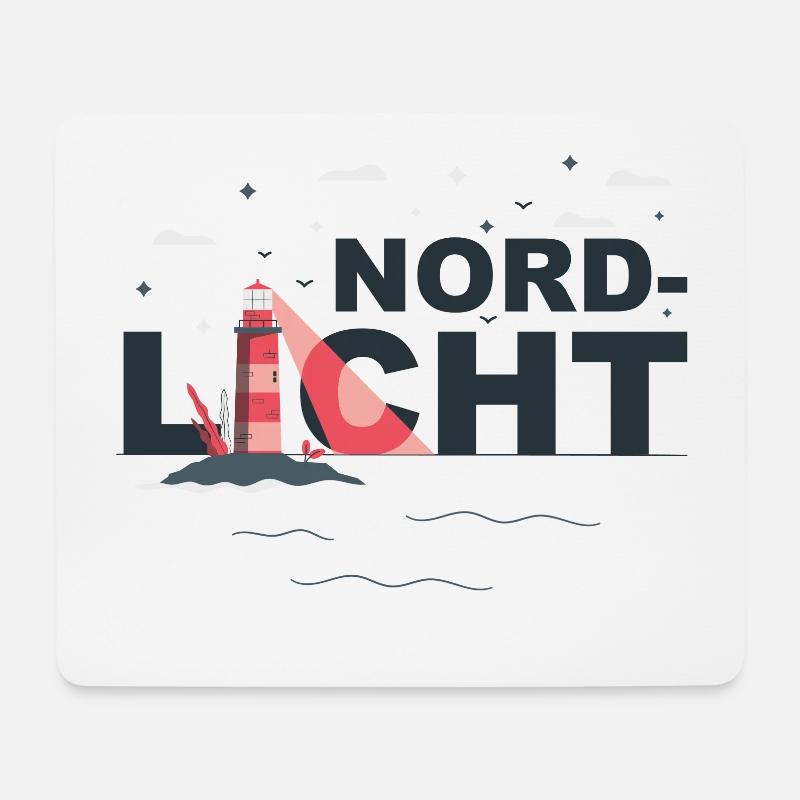 Nordlicht mit Leuchtturm - Mousepad (Querformat) - Weiß