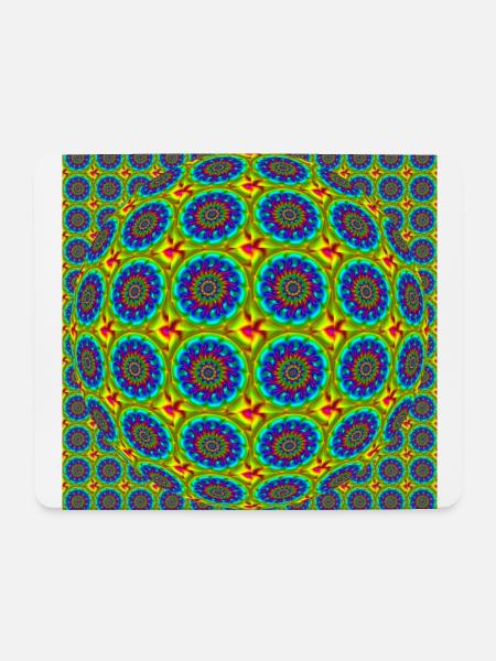 FRACTAL FLOWER ABSTRACT RAINBOW - COLORED OP ART - Mousepad (Querformat) - Weiß