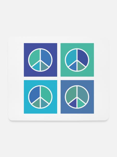 Peacezeichen Blau - Mousepad (Querformat) - Weiß