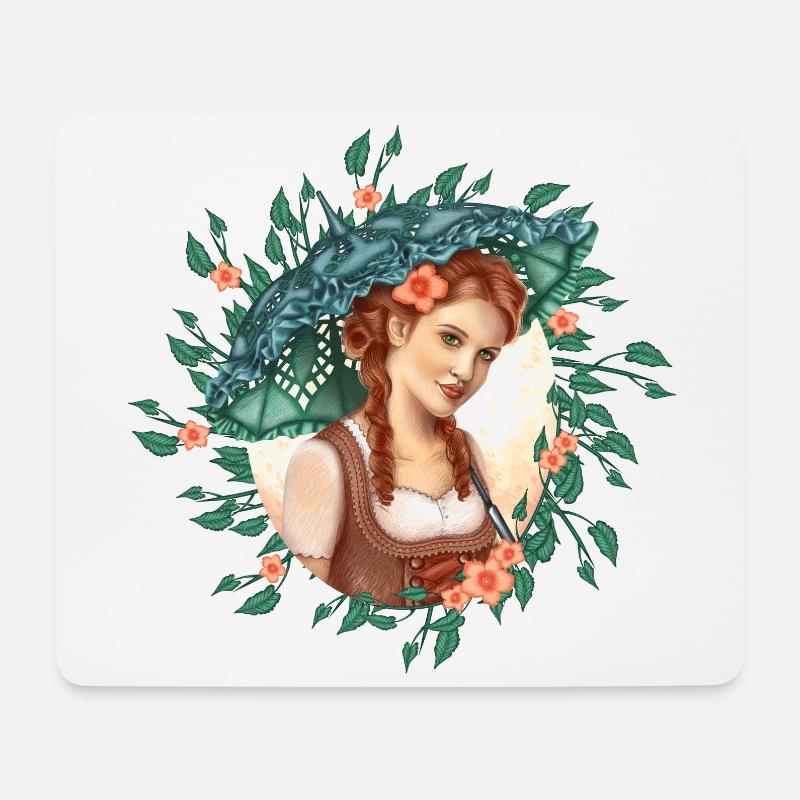 Mädchen mit Regenschirm - Mousepad (Querformat) - Weiß