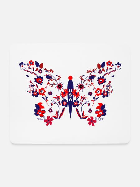 Wildflower Butterfly Blühender Mohn 4. Juli - Mousepad (Querformat) - Weiß