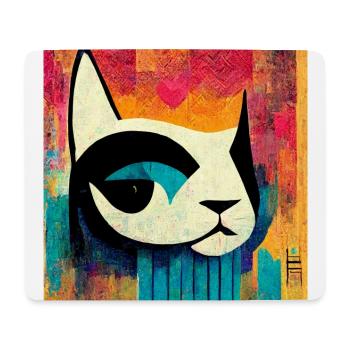 Drôle Pop Art Cat Abstrait - Tapis de souris (format paysage) - blanc - Devant