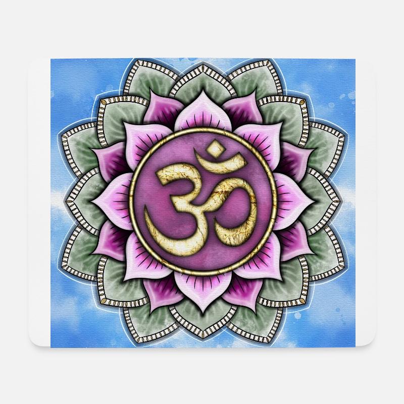 Om Zeichen in Lotusblume - Mousepad (Querformat) - Weiß