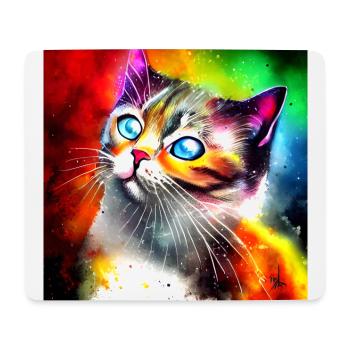 Cute colorful cat - Mouse Pad (horizontal) - white - Front