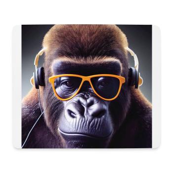 Gorilla mit Kopfhörern - Mousepad (Querformat) - Weiß - Vorne
