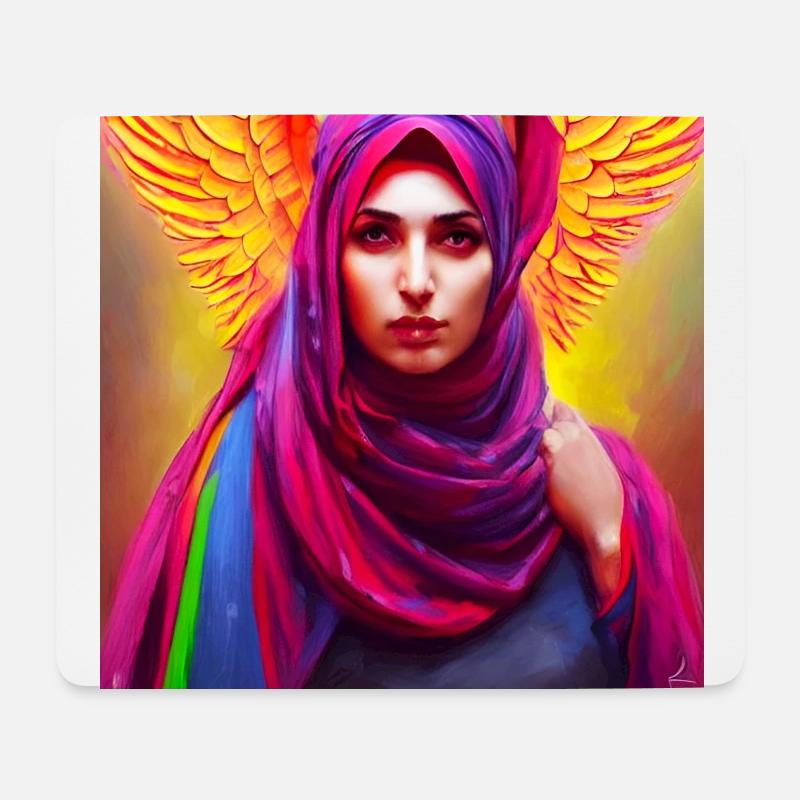 Kopftuch Frau mit Engelsflügeln Kunst - Mousepad (Querformat) - Weiß