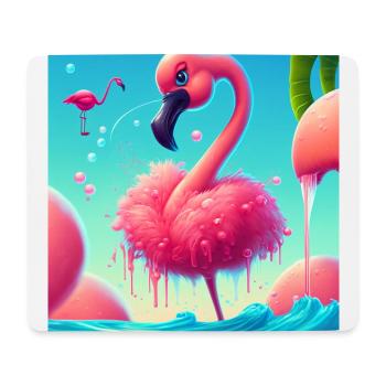 Lustiger Cartoon Flamingo - Mousepad (Querformat) - Weiß - Vorne
