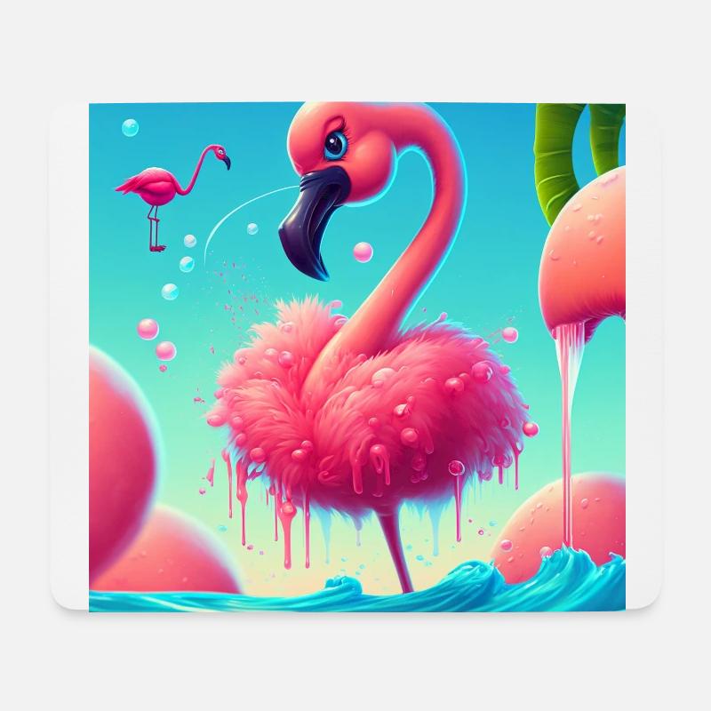 Lustiger Cartoon Flamingo - Mousepad (Querformat) - Weiß
