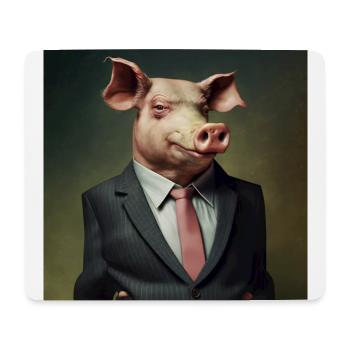 Cochon en costume, patron, patron - Tapis de souris (format paysage) - blanc - Devant