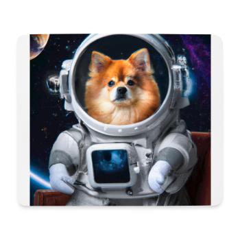 Pomeranian im Raumanzug - Hund im Weltall - Mousepad (Querformat) - Weiß - Vorne