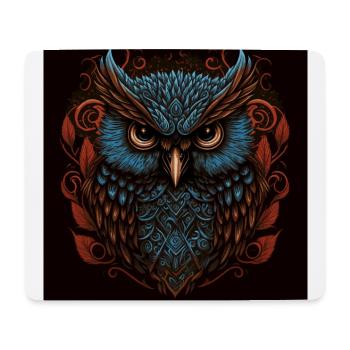 Kunstvolle Eule - Mousepad (Querformat) - Weiß - Vorne