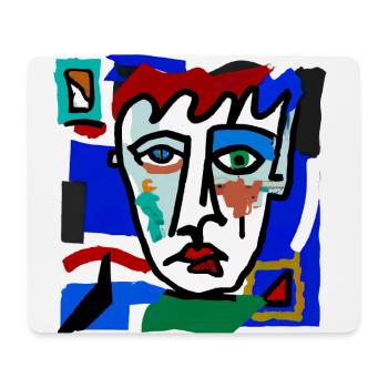 Portrait Personnage RIGOLETTO, peinture abstraite - Tapis de souris (format paysage) - blanc - Devant