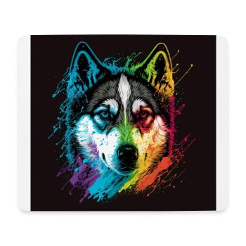 Rainbow Husky - Mousepad (Querformat) - Weiß - Vorne