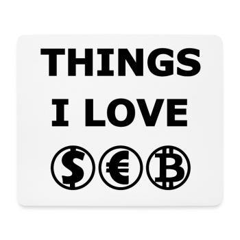 Euro, Bitcoin et Dollar - Tapis de souris (format paysage) - blanc - Devant