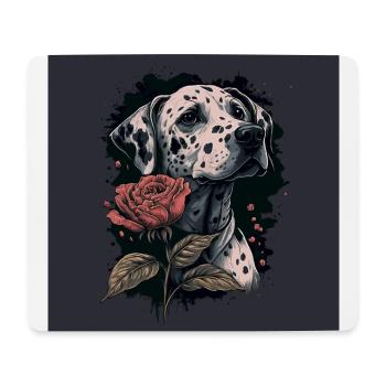 Dalmatiner mit roter Rose - Mousepad (Querformat) - Weiß - Vorne