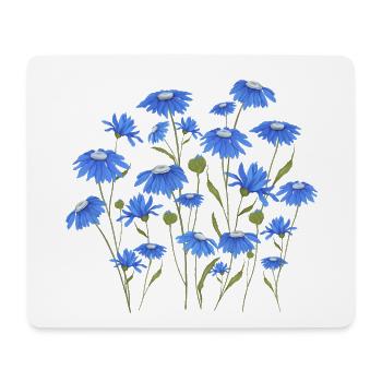 Blue flowers - Mouse Pad (horizontal) - white - Front