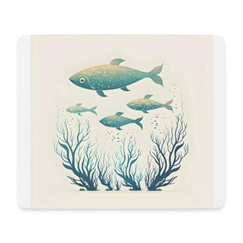 Kleiner Fischschwarm (Kunst, Natur, Design) - Mousepad (Querformat) - Weiß - Vorne