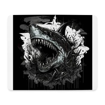 Requin de mauvaise humeur - Tapis de souris (format paysage) - blanc - Devant