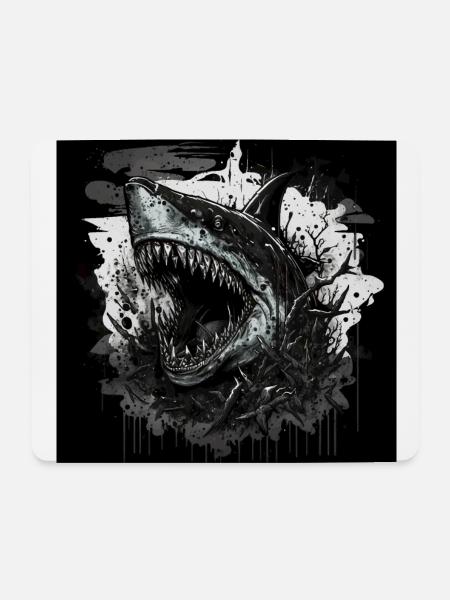 Hai mit schlechter Laune - Mousepad (Querformat) - Weiß