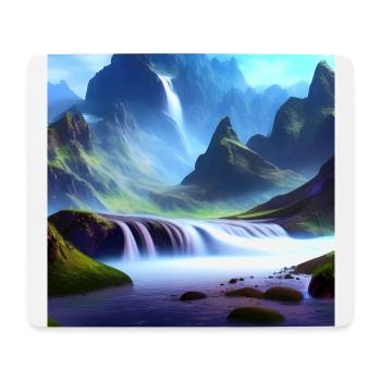 Waterfall and Berge_01 - Mouse Pad (horizontal) - white - Front