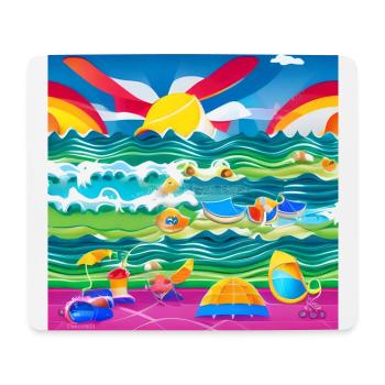 children having a good time at sea side - Mouse Pad (horizontal) - white - Front