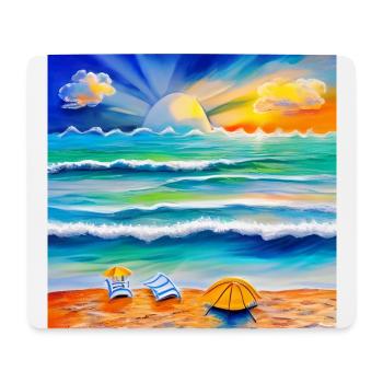 Sonnenuntergang am Meer - Mousepad (Querformat) - Weiß - Vorne