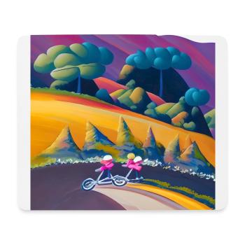 Kinderradfahren in den sonnigen Bergen - Mousepad (Querformat) - Weiß - Vorne