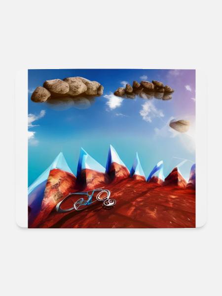 bicicle in the mountain with sunny sky and rocks - Mouse Pad (horizontal) - white