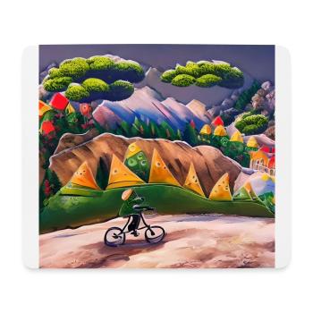 childhood with bicycle in mountains during summer - Mouse Pad (horizontal) - white - Front