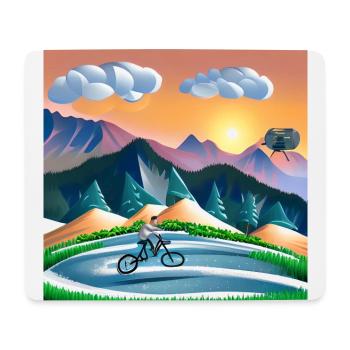 bicycle in sunny mountains - Mouse Pad (horizontal) - white - Front