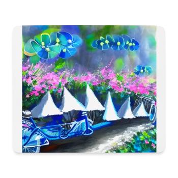 bicycle in spring mountains - Mouse Pad (horizontal) - white - Front