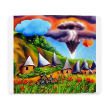 childhood with bicycle in summer mountain - Mouse Pad (horizontal) - white - Front