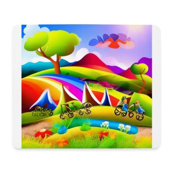 childhood with bicycle in summer sunny mountains - Mouse Pad (horizontal) - white - Front