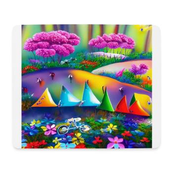 childhood with bicycle in spring mountains - Mouse Pad (horizontal) - white - Front
