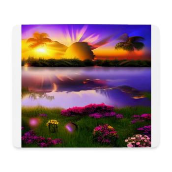 Soleil couchant sur l’eau - Tapis de souris (format paysage) - blanc - Devant