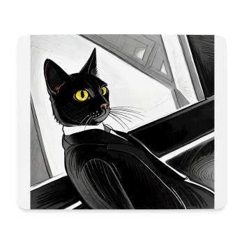 Cat in Black - Mouse Pad (horizontal) - white - Front