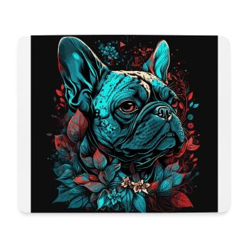 Bouledogue français avec des fleurs - Tapis de souris (format paysage) - blanc - Devant