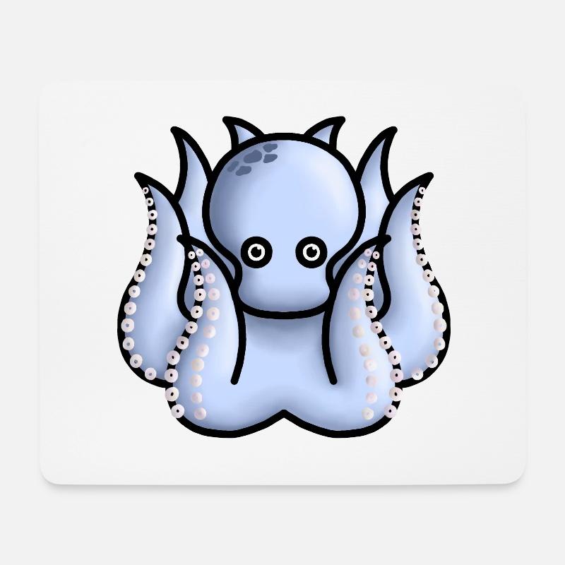 kleiner süßer hellblauer Oktopus - Mousepad (Querformat) - Weiß