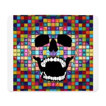 Crâne en mosaïque coloré - Tapis de souris (format paysage) - blanc - Devant