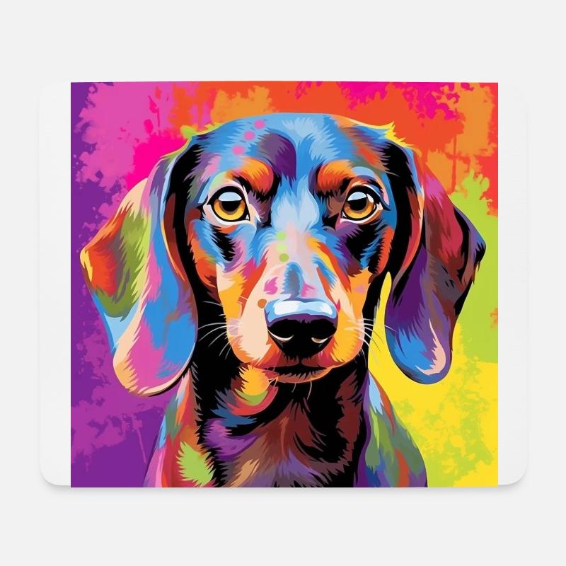 Teckel Pop Art - Tapis de souris (format paysage) - blanc