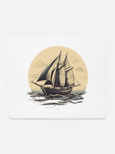 Sail Shiff vintage illustration - Mouse Pad (horizontal) - white