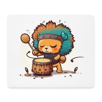 Lion Drummer - Mouse Pad (horizontal) - white - Front