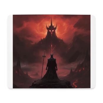 Dark warrior in front of a volcanic landscape - Mouse Pad (horizontal) - white - Front